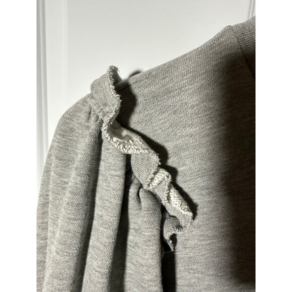 7 For All Mankind Sweater Womens Gray Contrast Ruffle Shoulder Trim Top - Picture 3 of 5